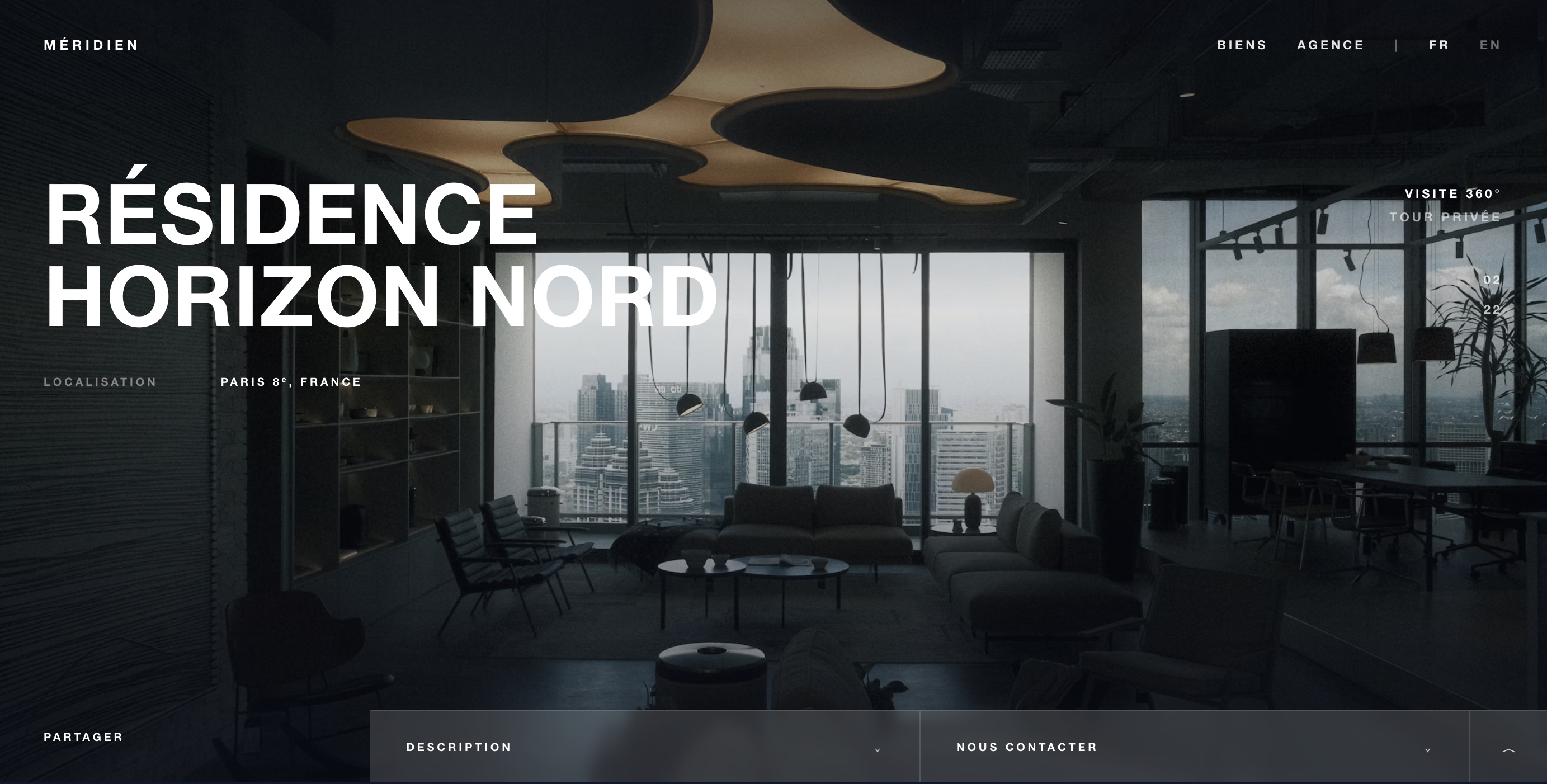 Intérieur premium avec vue panoramique sur la ville, au crépuscule